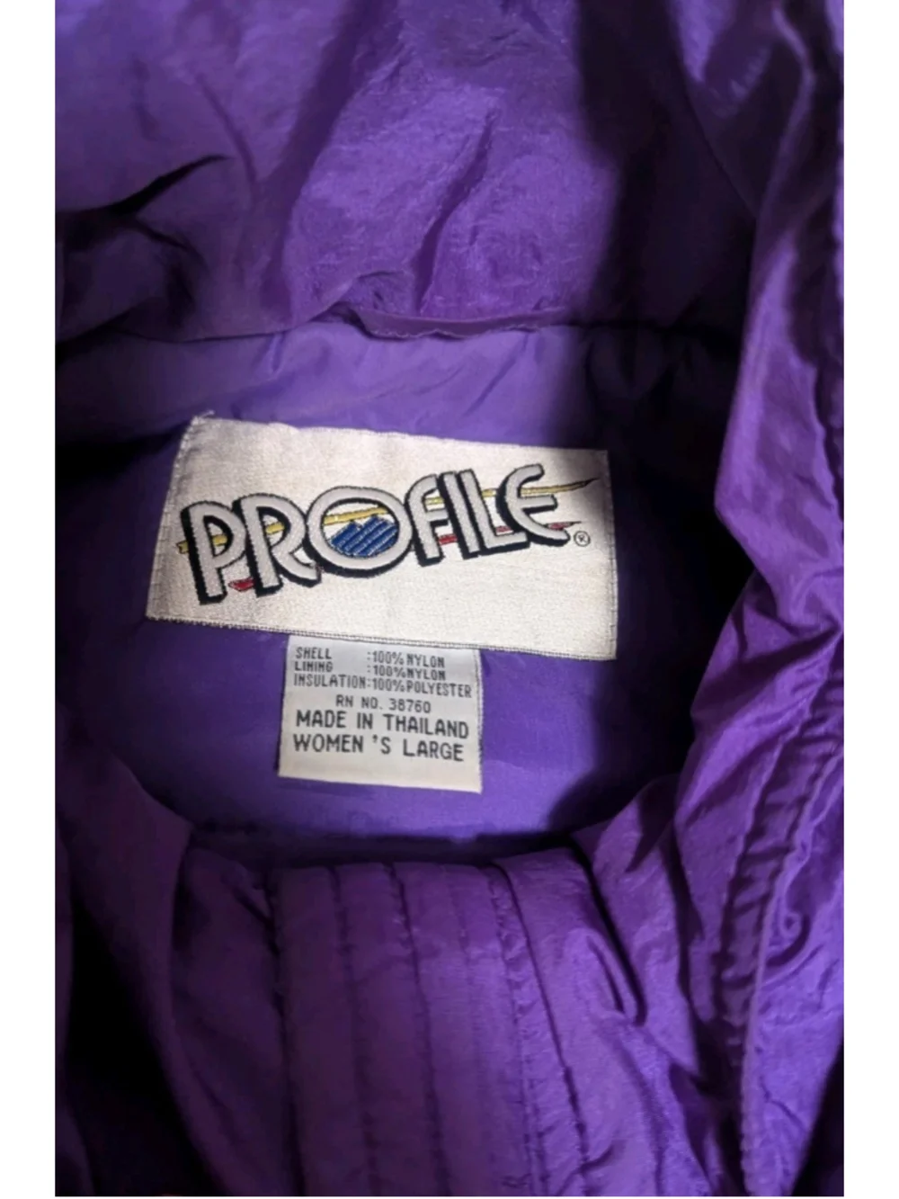 Vintage PROFILE Ski Jacket Womens Large Purple Puffer 90s Y2K 043